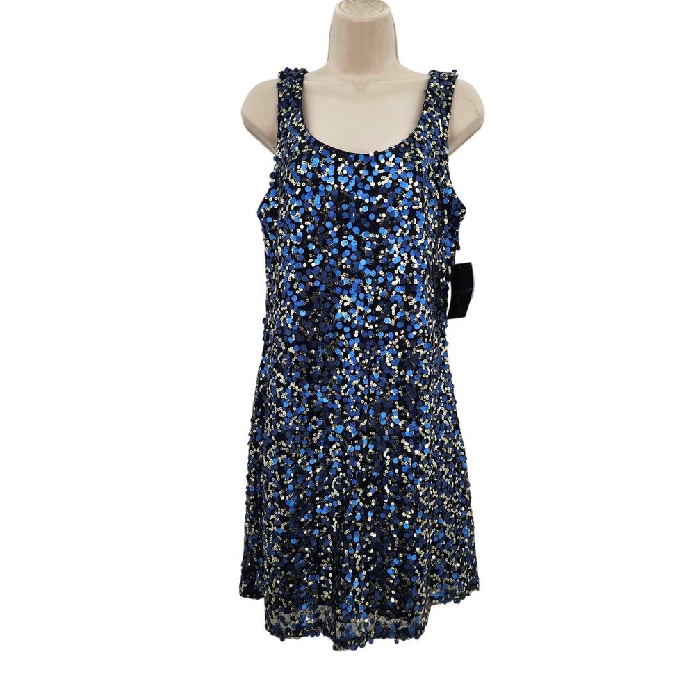 New NWT Oleg Cassini Sequin Sparkle Holiday New Years Party Dress Size 8‎ Blue